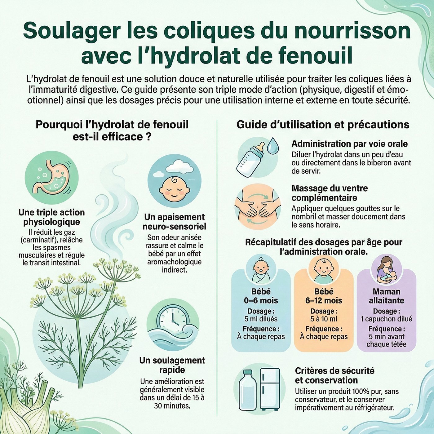 Colliques du nourrisson? L'hydrolat de Fenouil à la rescousse.