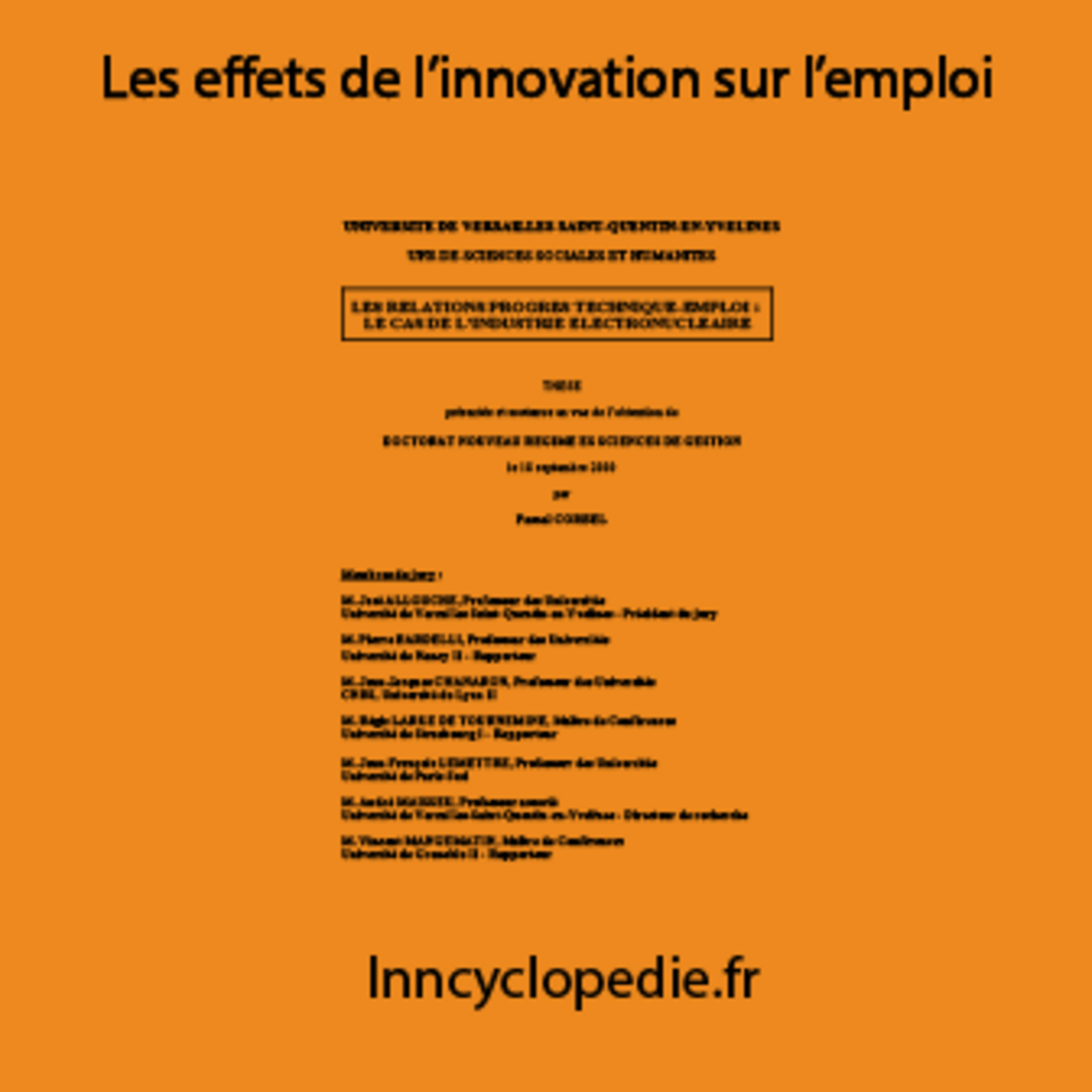 Les relations progrès technique-emploi : le cas de l'industrie électronucléaire